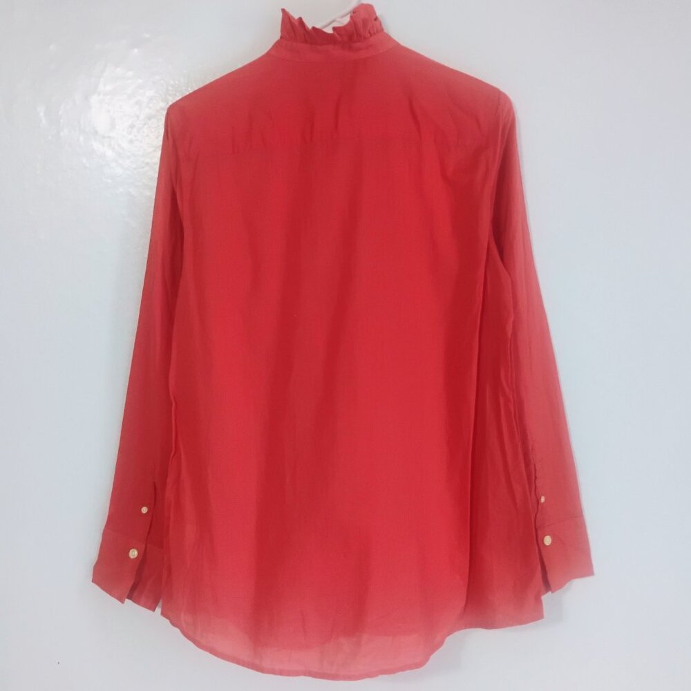 Banana Republic Coral Ruffle Button Down Blouse M - Picture 7 of 7